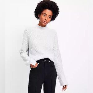 LOFT Women’s Ribbed Grey Mock Neck Sweater, Size XXL